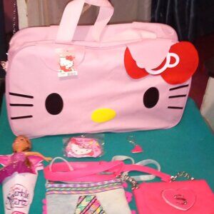 PRETTY PINK HELLO KITTY GIRLS OVERNIGHT FUN ACCESSORY LOT OF 6